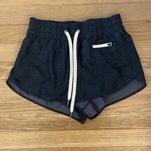 Vuori Navy Athletic Shorts with White Accents